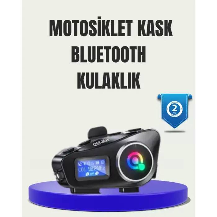 AsilTech IP65 Suya Dayanıklı Kask Bluetooth Kulaklık LCD Ekranlı