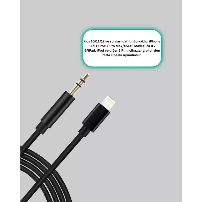AsilTech iPhone Uyumlu Lightning – 3.5mm Aux Adaptör Kablo Stereo Ses Aktarım