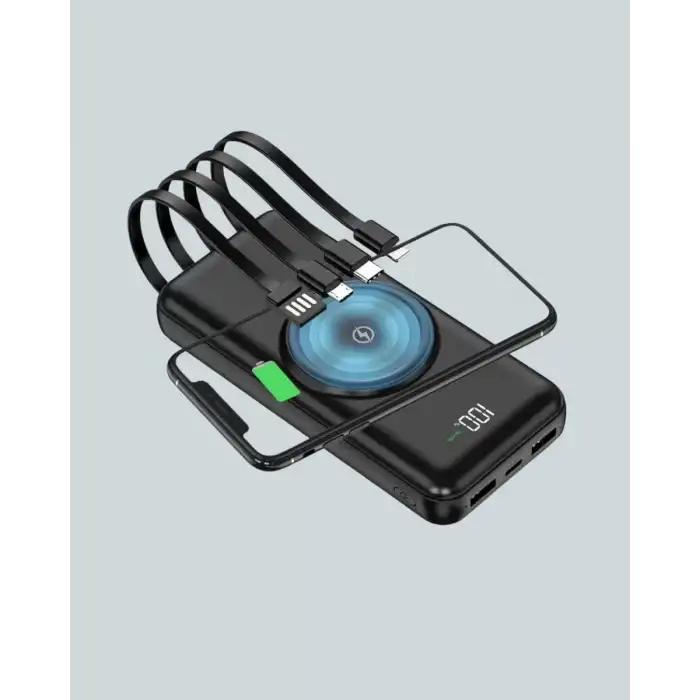 AsilTech iPhone ve Android Uyumlu 10000mAh Powerbank – Hem Kablolu Hem Kablosuz
