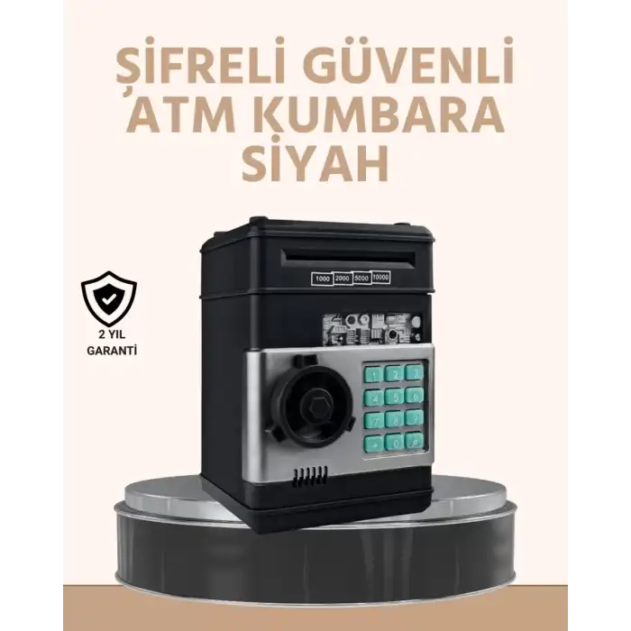 AsilTech Işıklı Sesli Şifreli ATM Görünümlü Kasa Kumbara