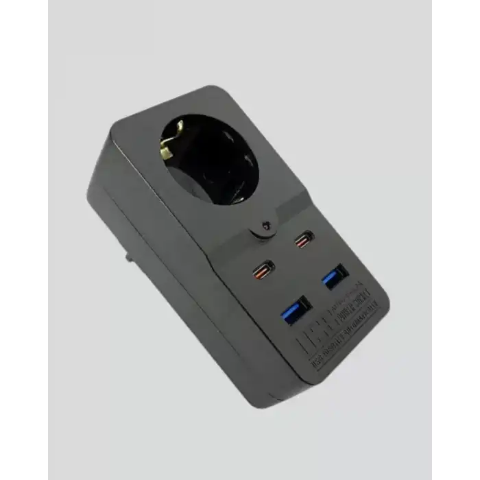 AsilTech Isıya Dayanıklı PC Gövdeli Akım Korumalı Priz 4 USB Yeni Nesil
