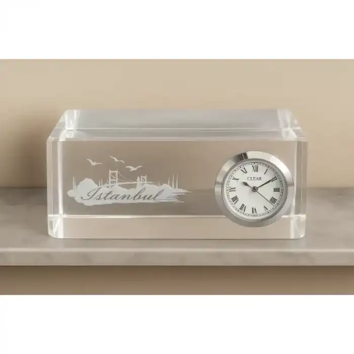 AsilTech İstanbul Tasarımlı Kristal Saatli Biblo