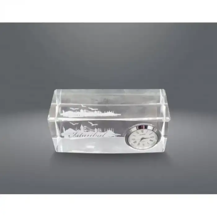 AsilTech İstanbul Tasarımlı Kristal Saatli Biblo