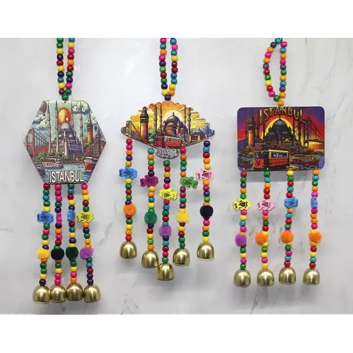 AsilTech İstanbul Temalı Renkli Boncuklu Asmalı Rüzgar Çanı