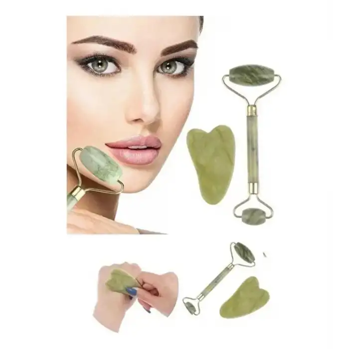 AsilTech Jade Roller Gua Sha Taşı Seti