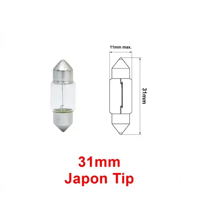 AsilTech Japon Tip Sofit Ampul Şeffaf İç Aydınlatma Plaka Lambası C10W 12V 10W 31mm 1 Adet