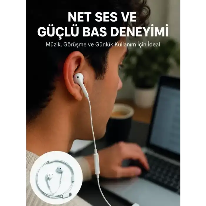 AsilTech Kablolu Type C Kulak İçi Kulaklık Kristal Netliğinde Ses Kalitesi Yeni Nesil