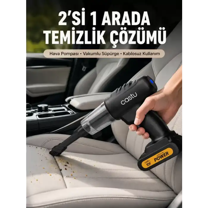 AsilTech Kablosuz Araç El Süpürgesi Hava Pompası Kombinasyon