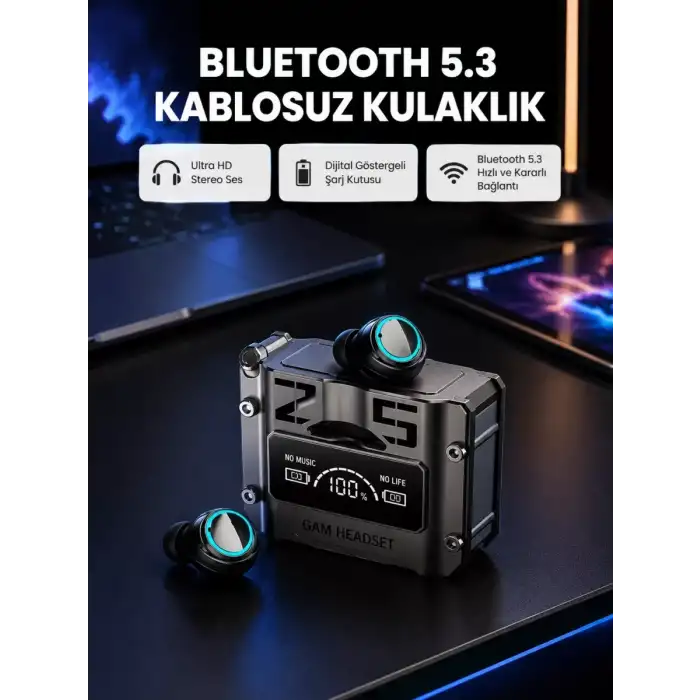 AsilTech Kablosuz Bluetooth 5.3 Kulaklık – Aktif Gürültü Engelleme ve Gecikmesiz Oyun Modu