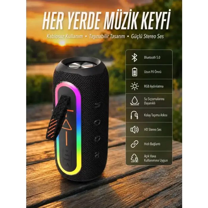 AsilTech Kablosuz Bluetooth Hoparlör Taşınabilir Çoklu Bağlantılı Özelliği