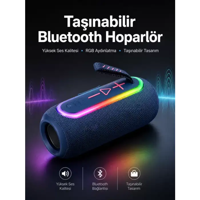 AsilTech Kablosuz Bluetooth Hoparlör Uzun Pil Ömrü Taşınabilir