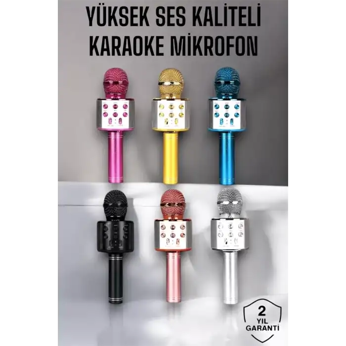 AsilTech Kablosuz Bluetooth Karaoke Mikrofon USB ve AUX Girişli, Yüksek Ses Kalitesi