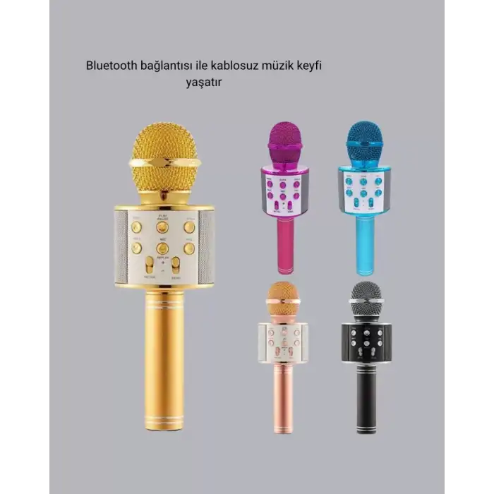 AsilTech Kablosuz Bluetooth Karaoke Mikrofon  Yankı Efektli