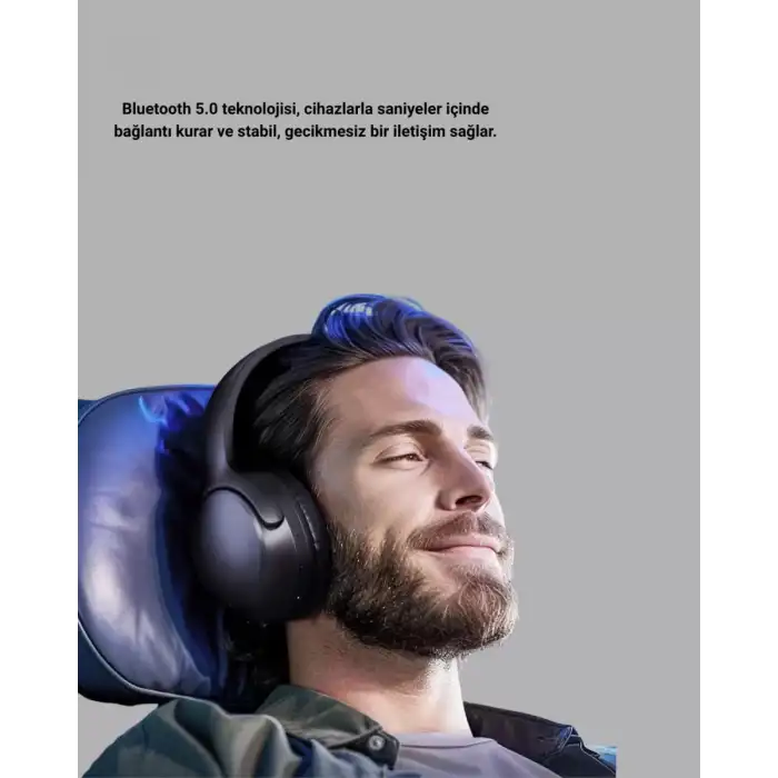 AsilTech Kablosuz Bluetooth Kulaklık 5.0 18 Saat Kullanım Dinamik Sürücü Siyah Yeni Nesil