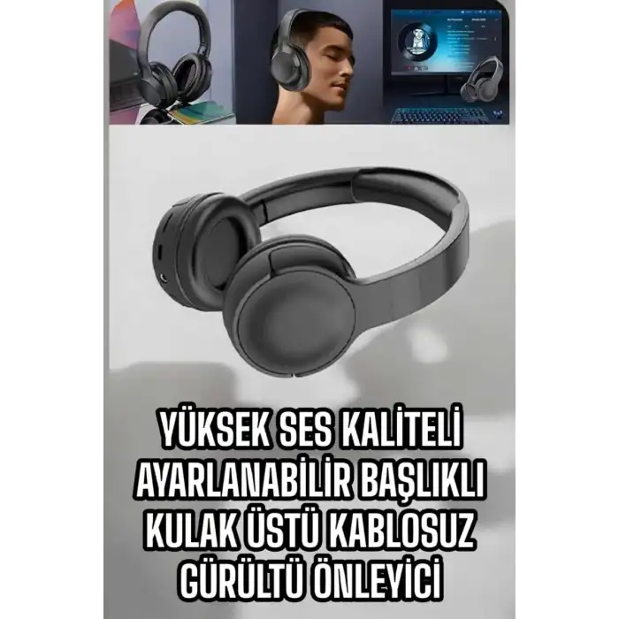 AsilTech Kablosuz Bluetooth Kulaklık ANC/ENC Destekli Kulak Üstü Yüksek Ses Kaliteli