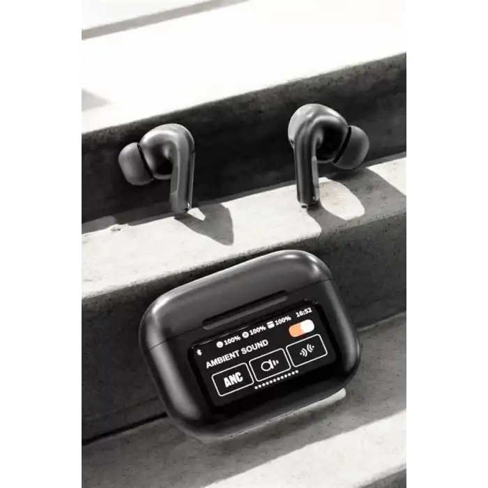 AsilTech Kablosuz Bluetooth Kulaklık Ekranlı Uzun Şarj Süreli ANC Destekli