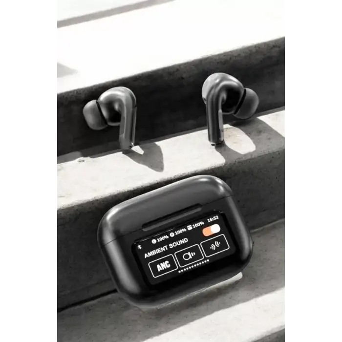 AsilTech Kablosuz Bluetooth Kulaklık Ekranlı Uzun Şarj Süreli ANC Destekli