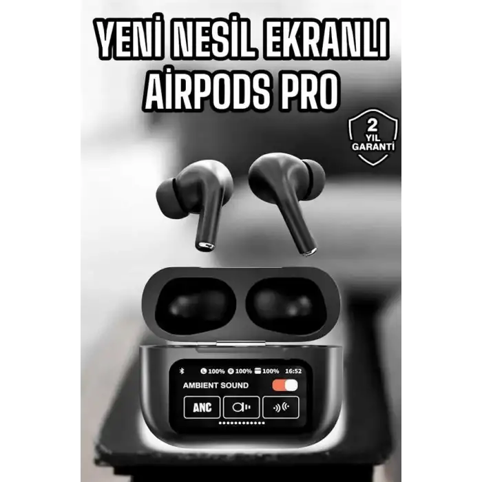 AsilTech Kablosuz Bluetooth Kulaklık Ekranlı Uzun Şarj Süreli ANC Destekli