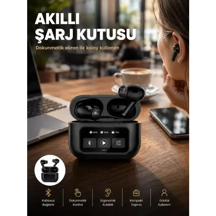 AsilTech Kablosuz Bluetooth Kulaklık Pro Yeni Nesil Dokunmatik Kontrol Yeni Nesil