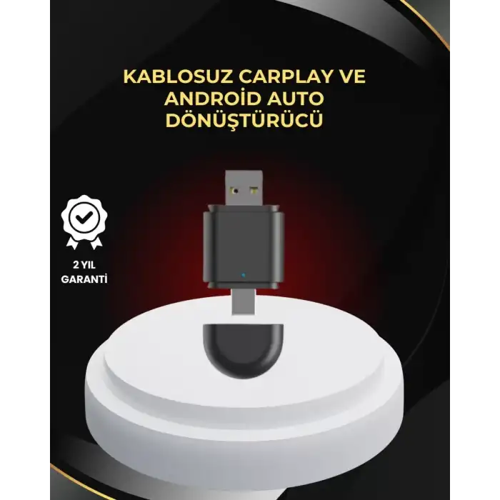 AsilTech Kablosuz CarPlay ve Android Auto Dönüştürücü – USB-A & Type-C Girişli Akıllı Adaptör
