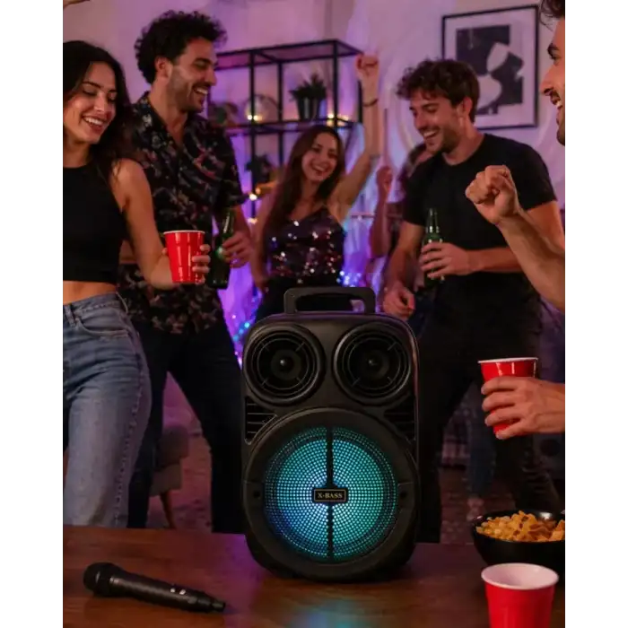 AsilTech Kablosuz Karaoke Hoparlör Mikrofonlu RGB Işıklı 6.5 İnç Bluetooth Speaker Taşınabilir