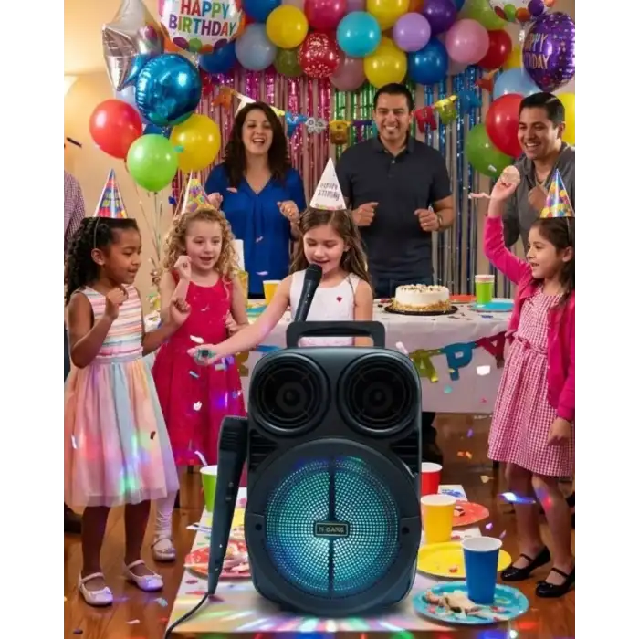 AsilTech Kablosuz Karaoke Hoparlör Mikrofonlu RGB Işıklı Bluetooth Speaker USB TF Kart Destekli