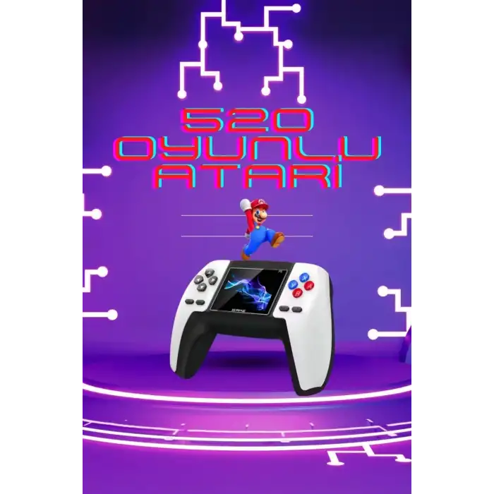 AsilTech Kablosuz Oyun Konsolu Atari Game Stick Retro Konsol 520 Oyunlu