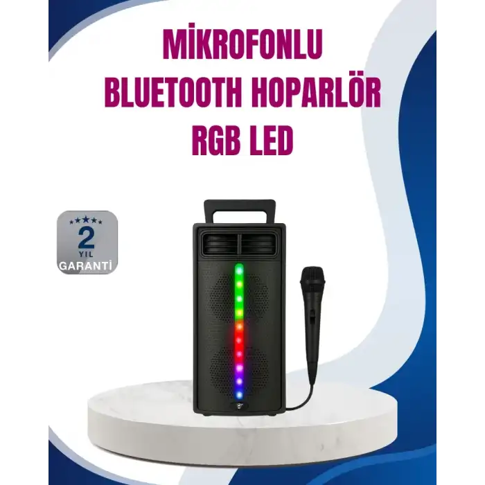 AsilTech Kablosuz RGB Işıklı Bluetooth Hoparlör | Ev, Parti ve Açık Hava Kullanımı