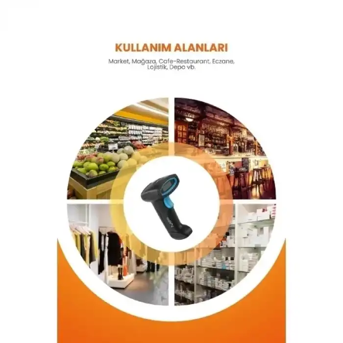 AsilTech Kablosuz Standlı 1D/2D Barkod & Karekod Okuyucu