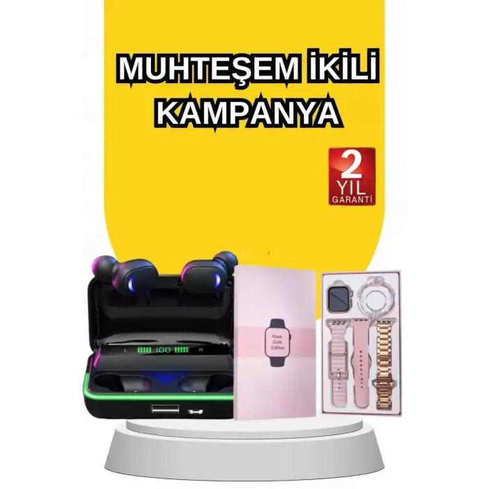 AsilTech Kadınlara Özel Bileklik Hediyeli Akıllı Saat ve Dijital Göstergeli ANC Özellikli Bluetooth Kulaklık