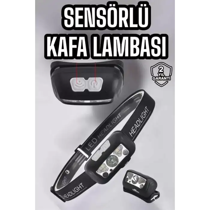 AsilTech Kafa Lambası Kamp Lambası Sensörlü Şarjlı Ayarlanabilir