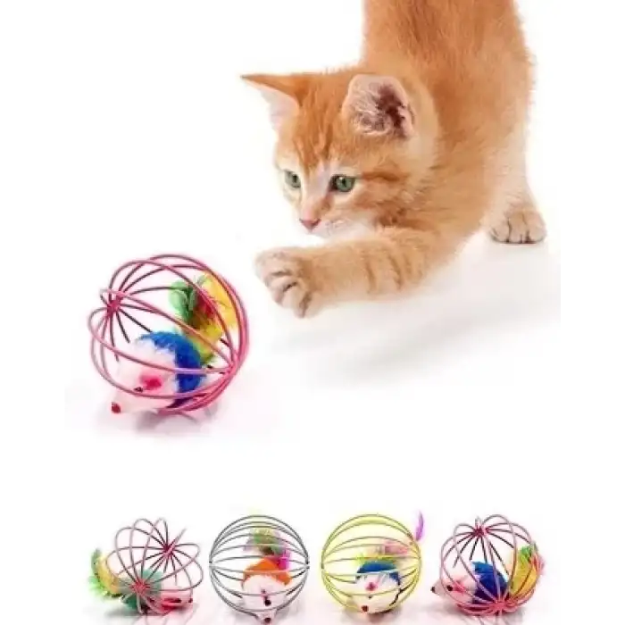 AsilTech KAFESLI FARELI KEDI KÖPEK OYUN TOPU