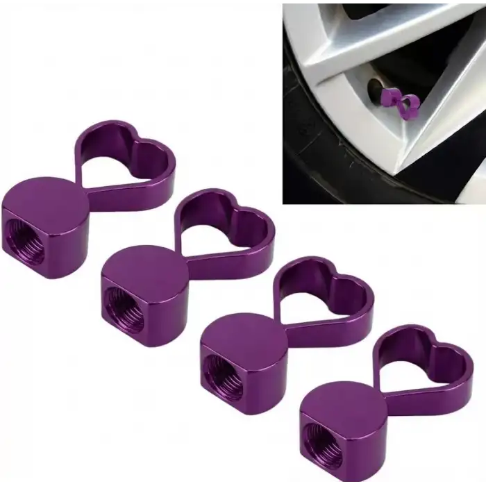 AsilTech Kalpli Alüminyum Sibop Kapağı 4lü Set Mor