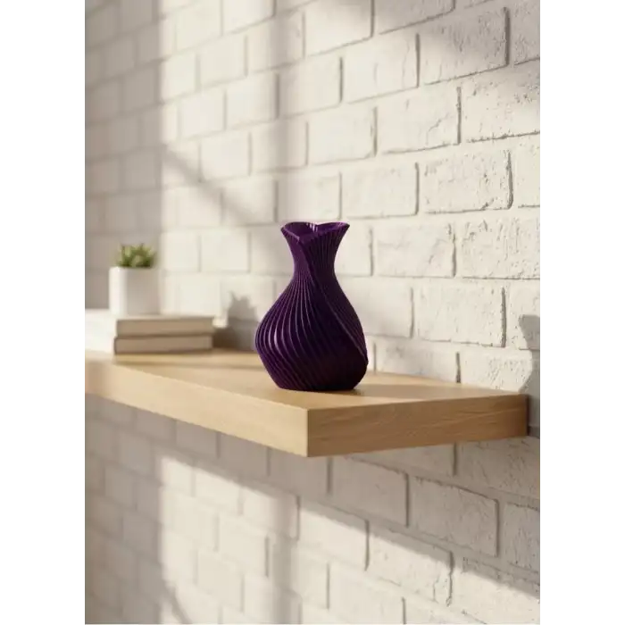 AsilTech Kalpli Mor Mini Vazo 5 cm Dekoratif Masa Üstü Aksesuar