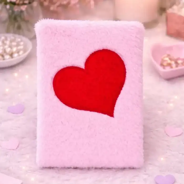 AsilTech Kalpli Pembe Peluş Defter