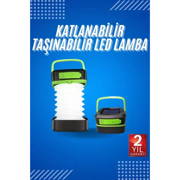 AsilTech Kamp Lambası Katlanabilir Lamba Solar Şarjlı Led Lamba El Fenerli