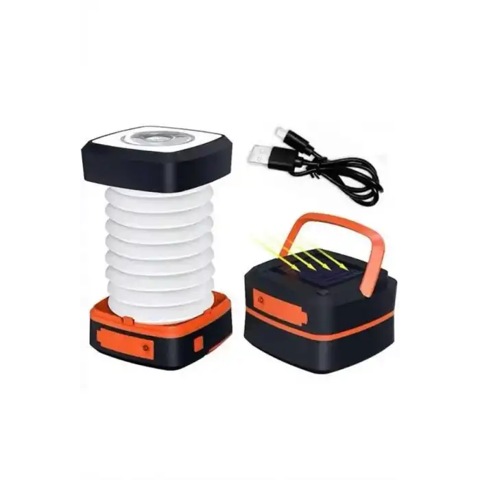 AsilTech Kamp Lambası Katlanabilir Lamba Solar Şarjlı Led Lamba El Fenerli