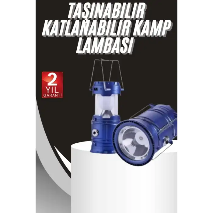 AsilTech Kamp Lambası Solar Şarjlı Kızaklı Kamp Feneri Led Lamba Işıldak