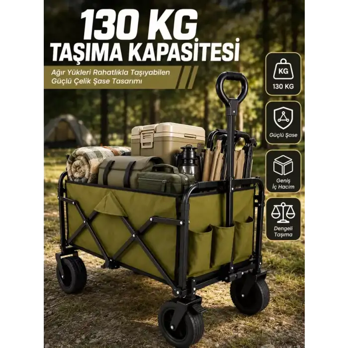 AsilTech Kamp, Piknik, Plaj ve Alışveriş İçin Çok Amaçlı Katlanabilir Wagon