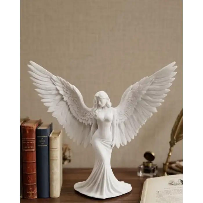AsilTech Kanatlı Melek Figürü 3D Baskı Dekoratif Heykel Biblo Ev Ofis Aksesuarı