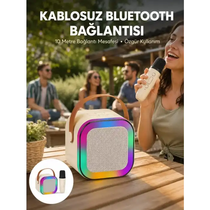 AsilTech Karaoke Mikrofon Hoparlör Seti 6 Saat Kullanım Süresi Yeni Nesil
