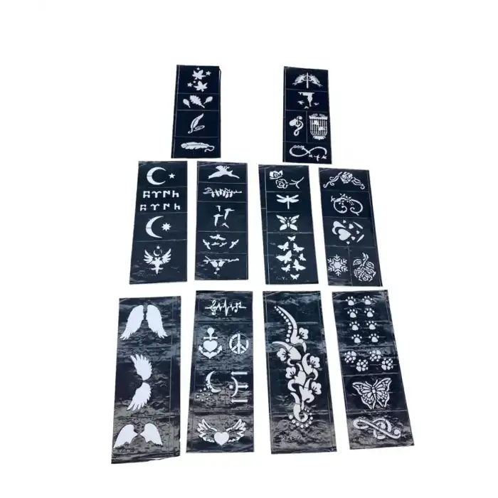 AsilTech Karışık Desenli Tüp Kına Şablonu - 10lu Paket - 8x20 cm