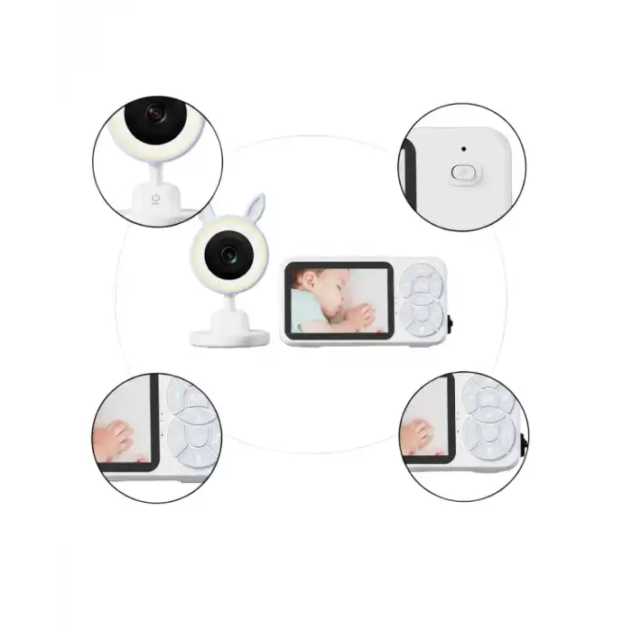 AsilTech Karşılıklı Sesli Bebek Kamerası 4x Zoom Sıcaklık Sensörlü