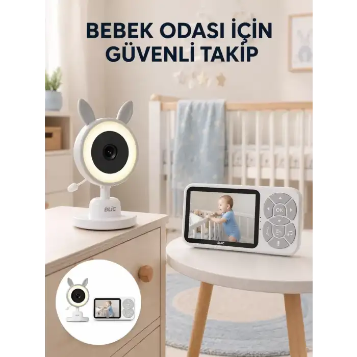 AsilTech Karşılıklı Sesli Bebek Kamerası 4x Zoom Sıcaklık Sensörlü Yeni Nesil