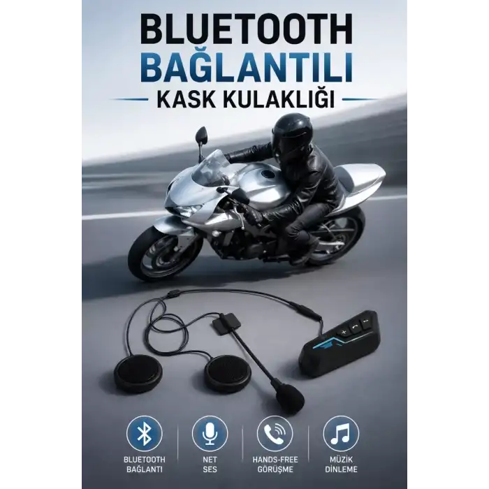 AsilTech Kask Kulaklığı Motosiklet Intercom Interkom Dinleme Konuşma Özellikli Su Geçirmez
