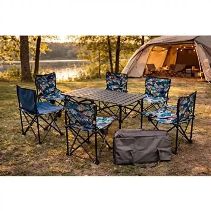 AsilTech Katlanabilir 120 cm Masa Sandalye Seti - 6 Kişilik - Portatif