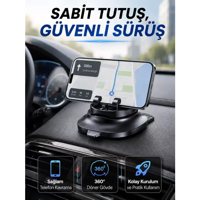 AsilTech Katlanabilir Araç İçi Telefon Tutucu Gizli Numaratörlü Telefon Standı