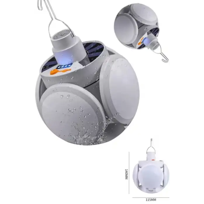 AsilTech Katlanabilir Askılı Kamp Lambası 5 Kanatlı Pratik Güneş Enerjili