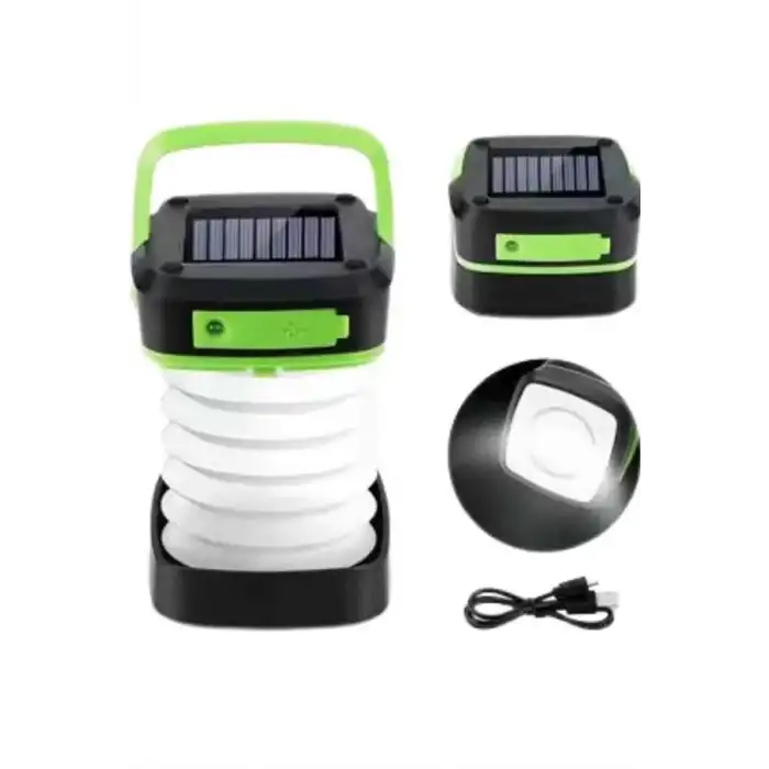 AsilTech Katlanabilir Kamp Lambası Akordiyon Lamba Şarjlı 3 Kademeli Solar