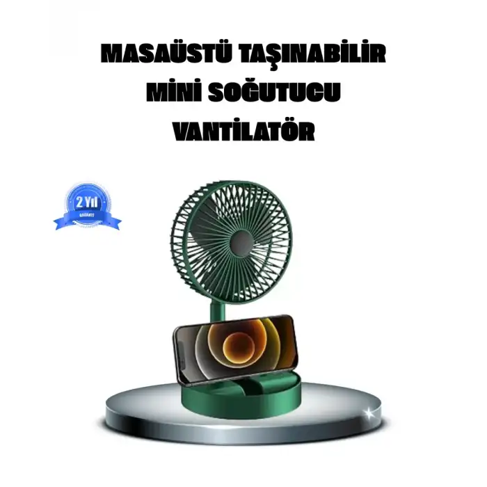 AsilTech Katlanabilir Şarjlı Mini Fan 3 Kademeli Hız Ayarlı Taşınabilir
